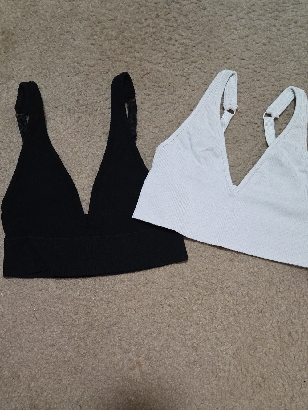 Urban Outfitters Out From Under Black & White Ribbed Bralette Duo